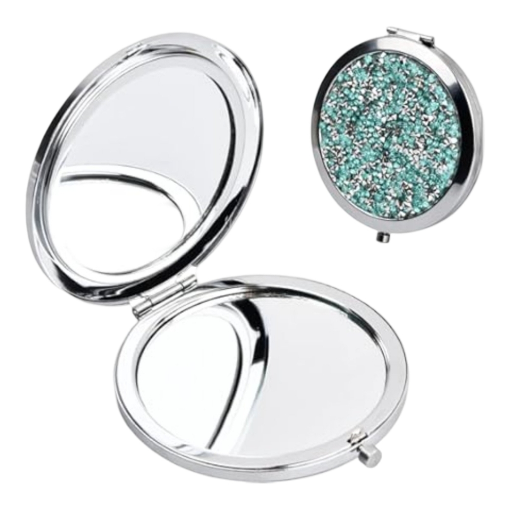 Compact Mirror Blue Glitter